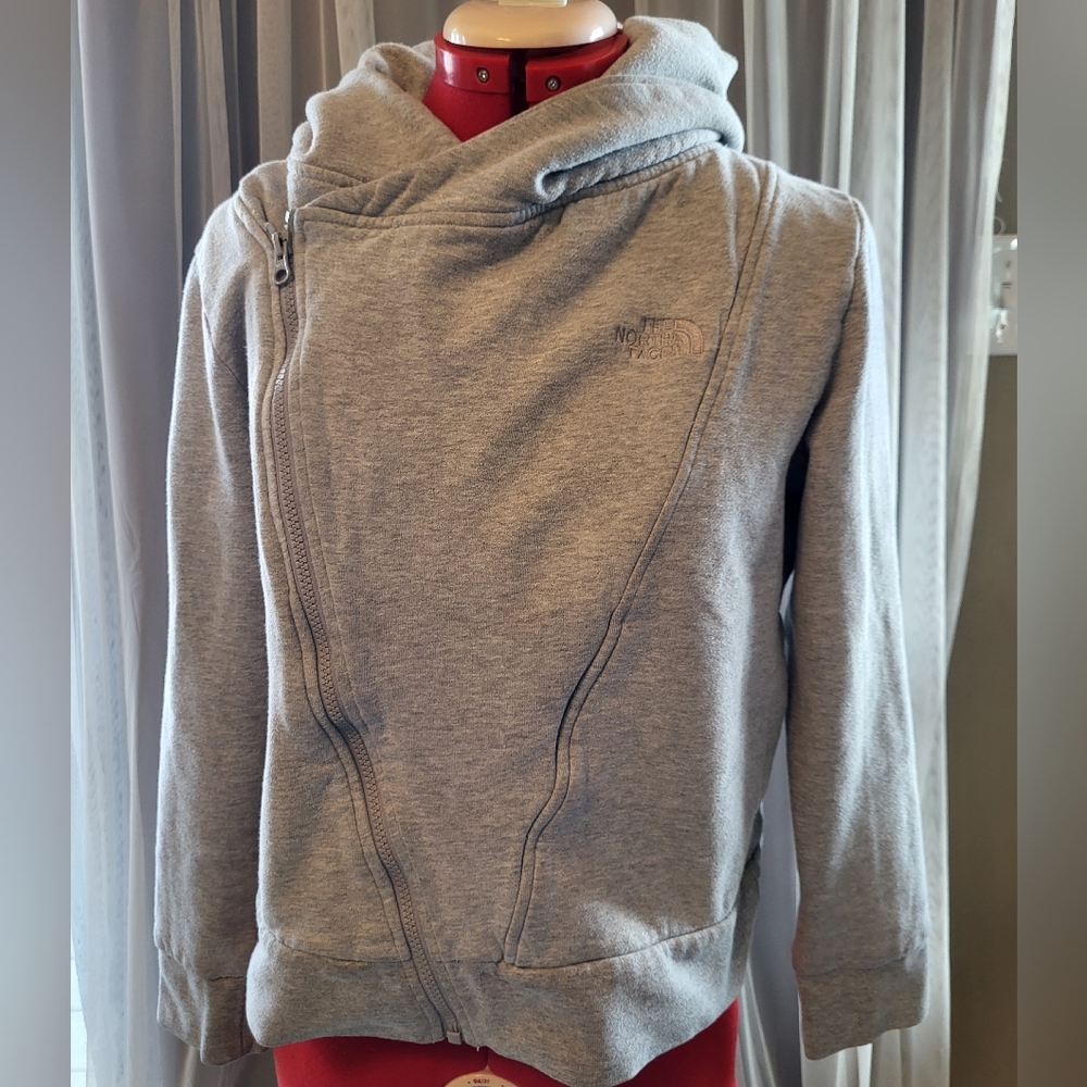 The North Face Gray Asymmetrical Zip Hoodie Jacket